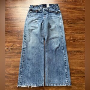 Levis 501 Original fit Jeans 29x23 light wash denim distressed raw hem vintage